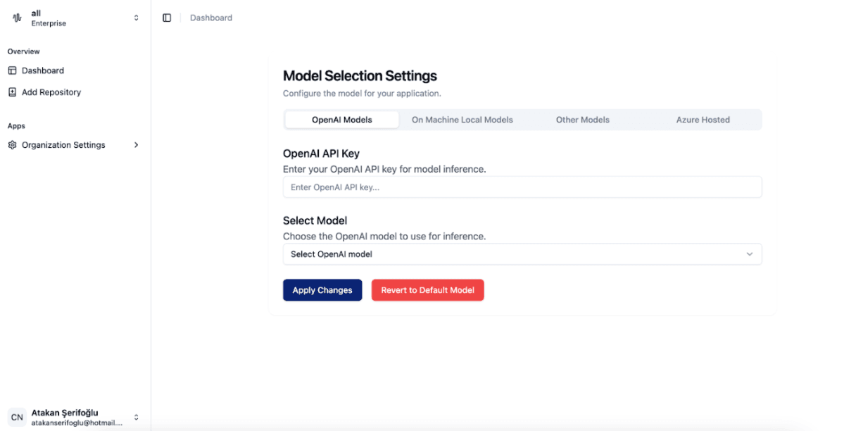 Model Selection Page